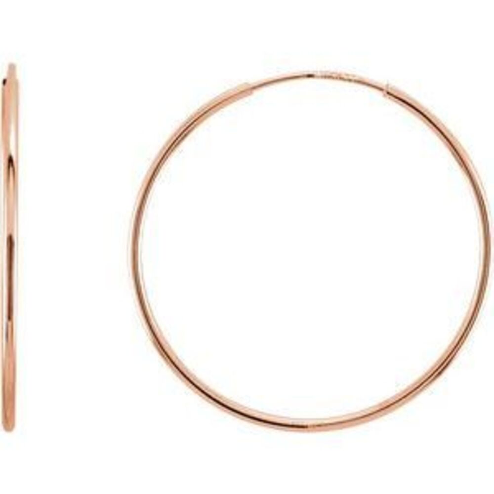 14k Rose Gold Endless Hoop Earrings Jewelry For Gift - 24mm
